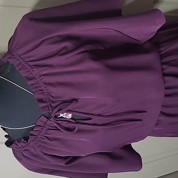 NWT Blue Rain Francesca's purple Short wing sleeve elastic waist dress medium - Picture 2 of 9